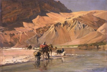 Eugenio Girardet Painting - La riviere a El Kantara Eugene Girardet Orientalista